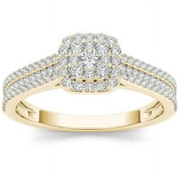 Carat T.W. Gyémánt klaszter halo 10 kt sárga arany eljegyzési gyűrű