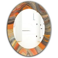 Designart 'absztrakt aranyozott narancssárga hullámok' Modern tükör-ovális vagy kerek Fali tükör