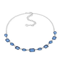 Gloria Vanderbilt női ezüst tónusú zafír kék kő elülső nyaklánc, 16 hosszúság