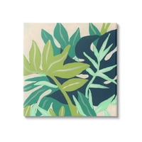 Stupell Industries trópusi réteges növényi levelek festménygaléria csomagolt vászon nyomtatott fali művészet, tervezés