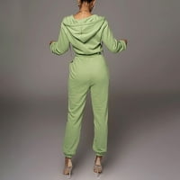 mheomtd Női vékony illeszkedő hosszú ujjú szilárd kapucnis félig nyitott gallér Alkalmi Jumpsuit jumpsuits Női alkalmi