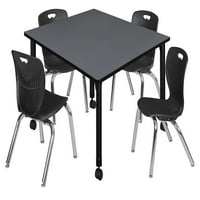 Kee 48 tér állítható magasságú mobil tantermi asztal-szürke & Andy 12-in Stack székek-Fekete