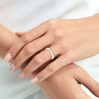 Karátos Kerek Moissanite Kő Gyűrű Sárga Aranyozott Eljegyzési Gyűrű, Gyűrű Mérete-6.5