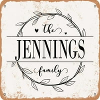 Fém Jel-A Jennings Család-Vintage Rozsdás Megjelenés