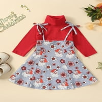 Qtinghua kisgyermek baba lányok karácsonyi ruhák Hosszú ujjú Garbó póló Mikulás virág nyomtatással csúszós ruha őszi