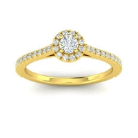 Tanúsított 1 2ctw gyémánt Halo eljegyzési gyűrű 10k sárga aranyban