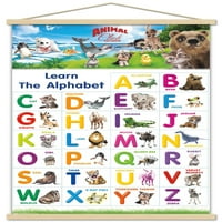 Animal Club-betűk ABC fali poszter fa mágneses kerettel, 22.375 34