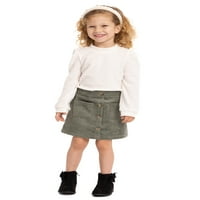 Wonder Nation kisgyermek lány gofri kötött felső és kordbársony szoknya szett, 2-darab, méretek 12m-5t