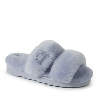 Dearfoams Női Benalla valódi Shearling Dupla zenekar csúszda papucs