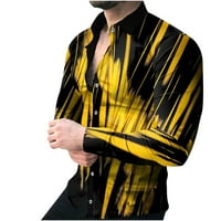 Gomb le ingek a férfiak molett divat digitális nyomtatás Hosszú ujjú Hajtóka gallér kardigán ingek szabadidős Stílusos