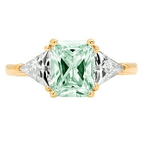 2.82 ct smaragd vágott zöld szimulált gyémánt 14K sárga arany gravírozás nyilatkozat évforduló eljegyzés esküvő három