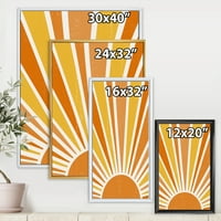 Designart 'Minimális fényes ragyogó narancssárga napsugár II' 'Modern keretes vászon fali művészet