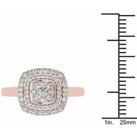 Carat T.W. Diamond Double Halo klaszter 10KT rózsa arany eljegyzési gyűrű