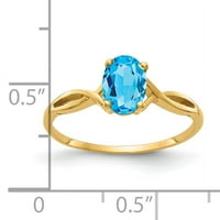 Primal arany karátos sárga arany 7x ovális kék topáz gyűrű
