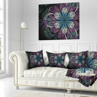 Designart lila kék lekerekített fraktálvirág - Virágos dobás párna - 18x18