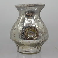 Jodhpuri Mercury Glass váza dekoratív Broach -szal, 5.75 3