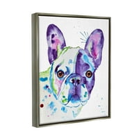 Francia bulldog modern arc portré állatok és rovarok grafikus fény szürke keretes művészet nyomtatott fali művészet