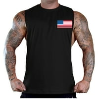 Férfi mellkas USA zászló fekete mély vágott póló Tank Top Nagy Fekete