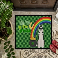 Fekete szibériai Husky St. Patrick ' s Day beltéri vagy kültéri szőnyeg