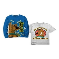 Scooby Doo Boys hosszú ujjú és rövid ujjú grafikus pólók, 2 csomag, méret 4-18