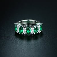 Ovális vágott laboratórium készített zöld Cz 18KT fehér aranyozott gyűrű
