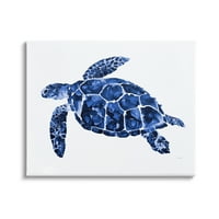 Stupell Industries Blue Speckled Sea Turtle Marine Animal Illustration Festés Galéria csomagolt vászon nyomtatott fali