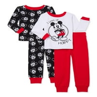 Mickey Mouse kisgyermek fiú hosszú ujjú, megfelelő fitt pamut pizsamák, szett