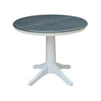 36 kerek tömörfa hosszabbító étkezőasztal San Remo székekkel, fehér Heather szürke színben, A International Concepts