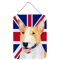 Carolines kincsek SS4938DS Bull Terrier Angol Union Jack brit zászló fal vagy ajtó lógó nyomatok, 12x16