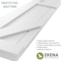 Ekena Millwork 12 W 79 H True Fit PVC Két egyenlő panel parasztház rögzített redőnyök w z-bar, mazsolarna