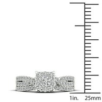 3 4ct TDW Diamond 10K fehérarany klaszter menyasszonyi gyűrűs készlet