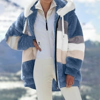 Női Téli Kabátok Plüss Vágott Őszi Divat Puha Hosszú Ujjú Ki Plusz Méretű Alkalmi Színes Blokk Kabátok