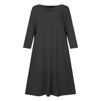 Bomotoo Női bő Maxi ruhák V nyakú egyszerű hosszú ruha nyaralás laza-fit zsebekkel Fekete 4XL