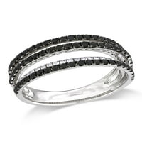 Carat T.W. Fekete-fehér gyémánt sterling ezüst öt soros gyűrű