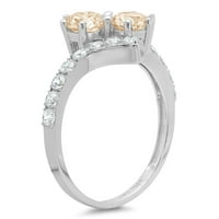 1. ct ragyogó kerek vágott tiszta szimulált gyémánt 18K fehér arany Pasziánsz ékezetes gyűrű SZ 7.5