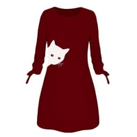 Ruhák Női Divat nyomtatott macska íj hosszú ujjú blúz Mini ruhák 4XL