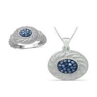 JewelersClub Carat T.W. Kék gyémánt sterling ezüst ékszerkészlet