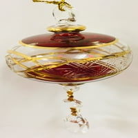 Piros labda arany díszítéssel és kristály varázsa egyiptomi üveg karácsonyi dísz