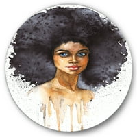Designart 'Afro American Woman X' Portréja X 'Modern Circle Metal Wall Art - 23 -as lemez