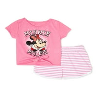 Minnie Mouse kisgyermek lányok rövid ujjú nyakkendő-első póló & rövidnadrág Ruhakészlet, 2 darab