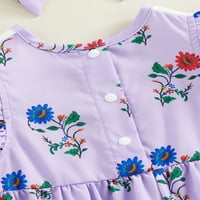 Sunisery csecsemő baba lányok Romper Virágmintás Fly Sleeve Crew Neck Jumpsuits nyári újszülött Bodysuits fejpánttal