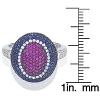Gyűjtemény sterling ezüst köbös cirkónium-i ihletésű multi-színű gyűrű