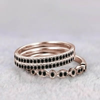 1. Karátos esküvői gyűrű esküvői zenekar egymásra rakható gyűrű évforduló gyűrű trió gyűrű készlet ezüst 18k Rózsa