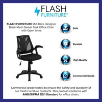 Flash bútorok Sam Közép-hátsó tervező Fekete Háló forgatható feladat irodai szék tárt karokkal