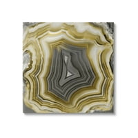 Stupell Agate Gold & Grey Crystal Absztrakt festmény Galéria csomagolt vászon nyomtatott fali művészet
