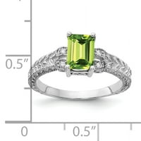 Primal arany karátos fehér arany 7x smaragd vágott Peridot és egy gyémánt gyűrű