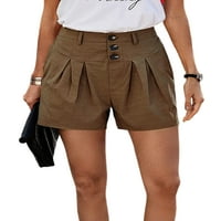 Niuer Női Mini nadrág magas derék nyári rövidnadrág rakott rövid forró nadrág bő fenék széles láb kávé XS