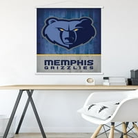 Memphis Grizzlies-Logo fali poszter fa mágneses kerettel, 22.375 34