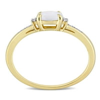 Carat T.G.W. Opál és gyémánt-accent 10 kt sárga arany gyűrű