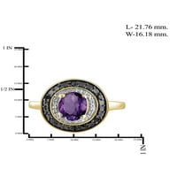 JewelersClub Amethyst Ring Birthstone Jewelry - 1. Karát -ametiszt 14K aranyozott ezüst gyűrű ékszerek fekete -fehér